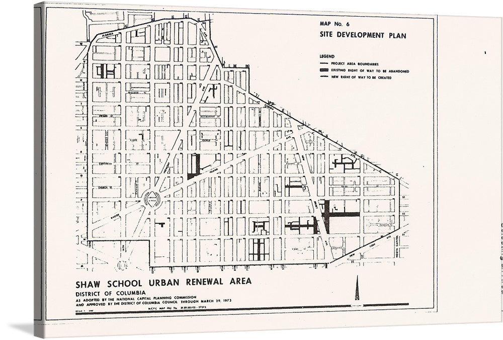 "Shaw School Urban Renewal Area Map (1973)" Affordable Canvas