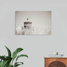  "Oregon Coast Lighthouse Neutral" by Nathan Larson is a timeless black and white photograph that captures the serene beauty of a coastal lighthouse. The lighthouse, partially obscured by tall grasses, stands tall against a soft, hazy sky. The monochromatic tones add a sense of nostalgia and timelessness to the image, while the lighthouse's solitary presence evokes a feeling of peace and contemplation. This limited edition print is perfect for adding a touch of coastal charm to any home or office.