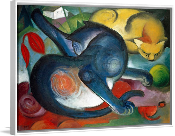 "Two cats, blue and yellow", Franz Marc