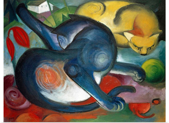 "Two cats, blue and yellow", Franz Marc