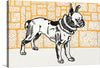 Moriz Jung's "Pitbull Terrier" is a striking and expressive woodcut print that captures the muscularity, alertness, and intelligence of this often misunderstood breed. The pitbull's powerful body is depicted in simplified forms, with strong lines and minimal details that emphasize its strength and athleticism.