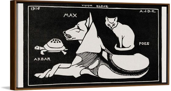 "Akbar the tortoise, Max the dog and Puss the cat", Julie de Graag