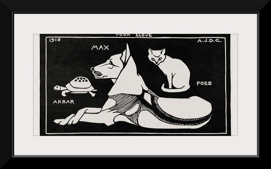 "Akbar the tortoise, Max the dog and Puss the cat", Julie de Graag