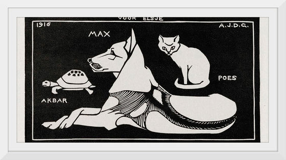 "Akbar the tortoise, Max the dog and Puss the cat", Julie de Graag