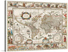 The “Nova totius terrarum orbis geographica ac hydrographica tabula (1635–1649)” print is a captivating piece of history that brings the world of the 17th century to life. This meticulously detailed map, adorned with mythological figures, nautical scenes, and intricate geographical markings, is a testament to the spirit of exploration and discovery that defined the era.