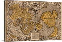  “Noua, et integra uniuersi orbis descriptio (1531)” is a stunning print that transports you back to the age of exploration. This meticulously reproduced map showcases the world as it was perceived over five centuries ago, with beautifully rendered continents and intricate designs. The map features two large hemispheres depicting Europe, Africa, Asia, and parts of America.