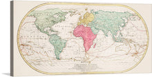  Embark on a journey through time with this exquisite print of an antique world map titled “Mappe Monde ou Carte Générale de L’Univers”. Every continent, outlined in vibrant hues against the elegant backdrop of aged parchment, tells a story of exploration and discovery. The intricate lines marking longitude and latitude invite viewers to traverse the globe, igniting the imagination with tales of ancient civilizations and distant lands. 