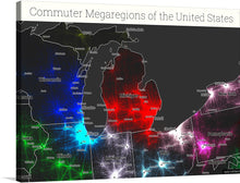  The map provides a new insight into the economic geography of commuter megaregions in the U.S. by using an empirical approach that combines visual interpretation with statistical analysis 1.