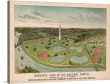  “Birdseye View of the National Capital, including the site of the proposed World’s Exposition of 1892 and Permanent Exposition of the Three Americas” is a captivating glimpse into the past. This meticulously detailed illustration showcases Washington, D.C., as it stood in the late 19th century. 
