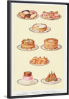 "Sweets and Gâteaux: Éclair, Assorted Pastry, Sponge Savoy Cake, Gâteaux St. Honoré, Simnel Cake, Pancakes, Pyramid Cream, and Croquettes of Rice"