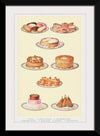 "Sweets and Gâteaux: Éclair, Assorted Pastry, Sponge Savoy Cake, Gâteaux St. Honoré, Simnel Cake, Pancakes, Pyramid Cream, and Croquettes of Rice"