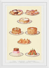 "Sweets and Gâteaux: Éclair, Assorted Pastry, Sponge Savoy Cake, Gâteaux St. Honoré, Simnel Cake, Pancakes, Pyramid Cream, and Croquettes of Rice"