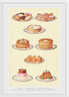 "Sweets and Gâteaux: Éclair, Assorted Pastry, Sponge Savoy Cake, Gâteaux St. Honoré, Simnel Cake, Pancakes, Pyramid Cream, and Croquettes of Rice"