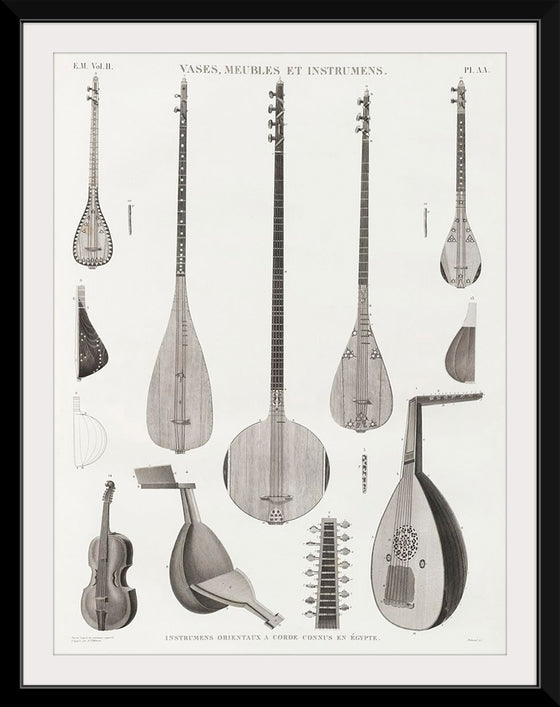 "Vintage Illustration of Antique Oriental Musical Instruments Published in 1809-1828", Edme-Francois Jomard