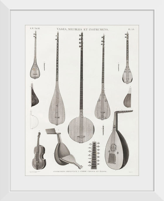 "Vintage Illustration of Antique Oriental Musical Instruments Published in 1809-1828", Edme-Francois Jomard