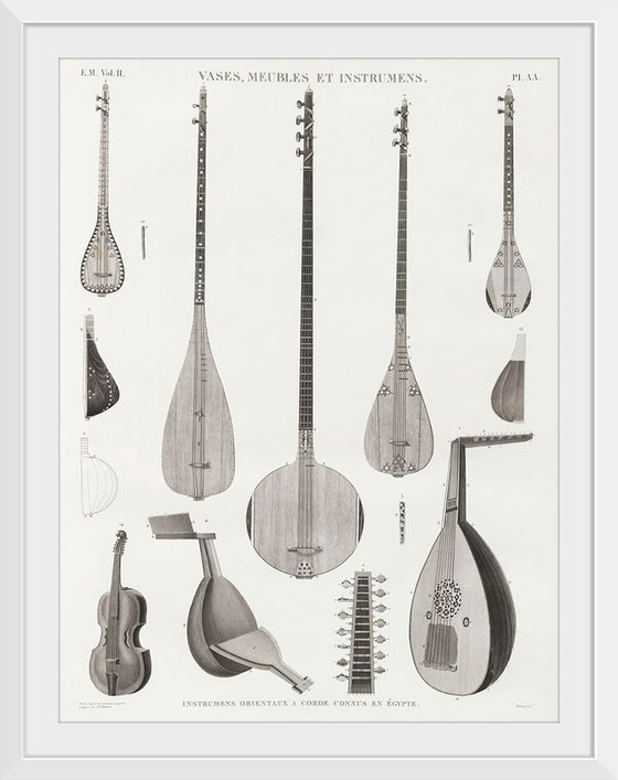 "Vintage Illustration of Antique Oriental Musical Instruments Published in 1809-1828", Edme-Francois Jomard