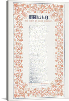  “Christmas Carol–The visit of Saint Nicholas (1842)” by John M. Wolff is a beautiful print that captures the essence of the holiday season. The intricate red border with a repeating pattern of leaves and berries adds a touch of elegance to the piece.