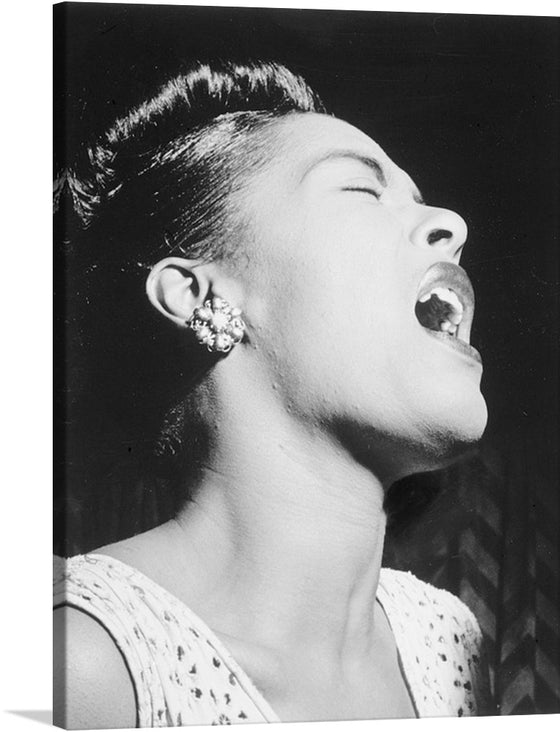 “Billie Holiday” Art Print: A Timeless Tribute to Jazz’s Iconic Voice  Immerse yourself in the enigmatic allure of “Billie Holiday,” a captivating print that embodies the essence of one of jazz’s most iconic voices. Every strand of her elegantly styled hair, the intricate details of her earring, and the graceful contour of her neck are captured with exquisite detail, offering a glimpse into the soulful presence that defined an era. 