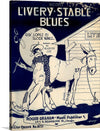 "Livery Stable Blues", 1917 sheet music cover. Credited to early New Orleans jazz musicians Alcide Nunez and Ray Lopez. Second printing with lyrics by Marvin Lee added.