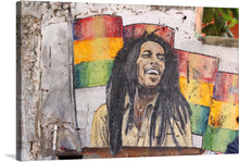  Immerse yourself in the vibrant and soul-stirring artwork, a print that captures the essence of urban creativity and resilience. The piece showcases Bob Marley against a backdrop of colorful squares, each hue telling its own silent tale. 