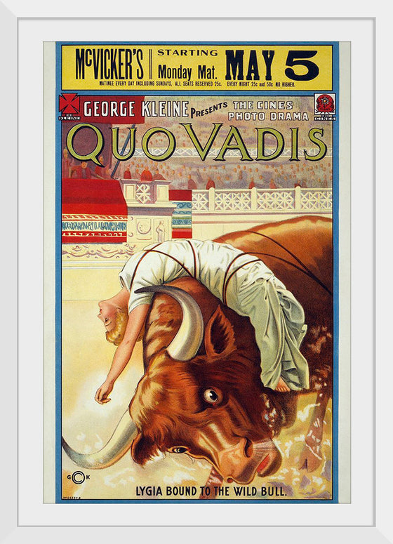 "George Kleine presents the Cines photo drama 'Quo Vadis: Lygia Bound to the Wild Bull'"