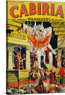  “Cabiria (1914)” is a visually stunning print that encapsulates the grandeur and dramatic intensity of D’Annunzio’s masterpiece. The artwork’s intricate architectural designs and vivid portrayal of characters are a testament to the film’s iconic status in cinematic history.