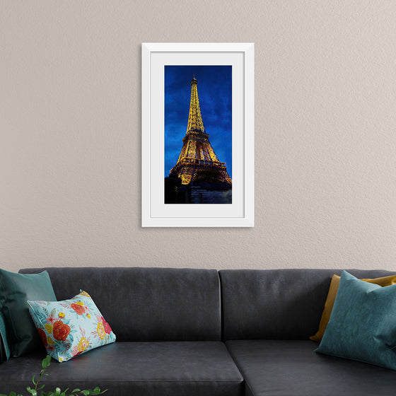 "Eiffel Tower Lit Up at Night"