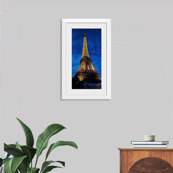 "Eiffel Tower Lit Up at Night"