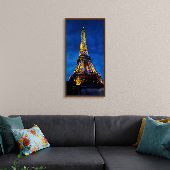 "Eiffel Tower Lit Up at Night"