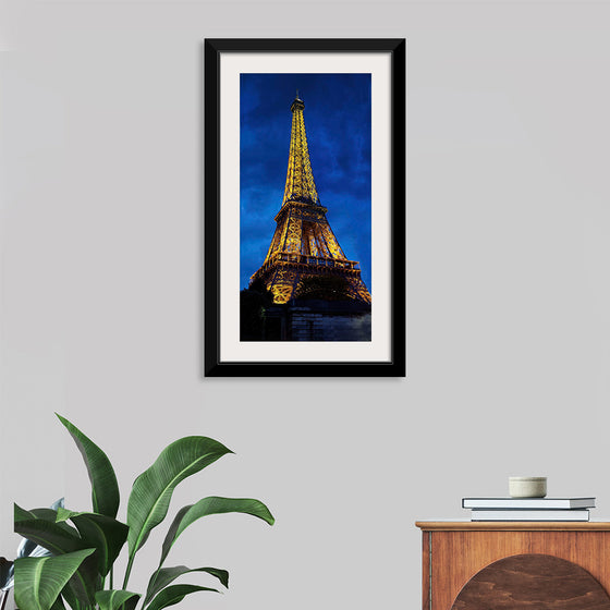 "Eiffel Tower Lit Up at Night"