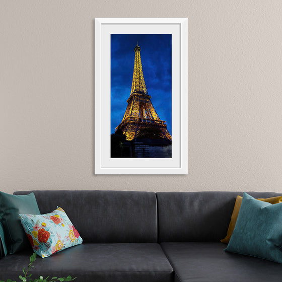 "Eiffel Tower Lit Up at Night"