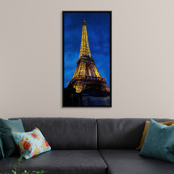 "Eiffel Tower Lit Up at Night"