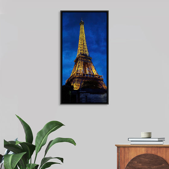 "Eiffel Tower Lit Up at Night"