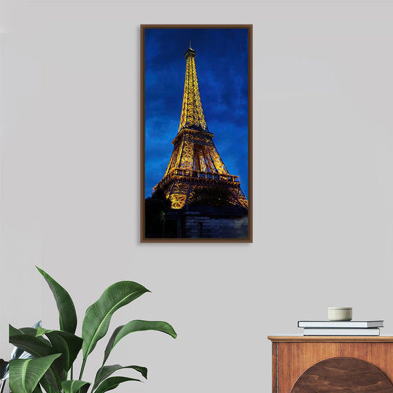 "Eiffel Tower Lit Up at Night"