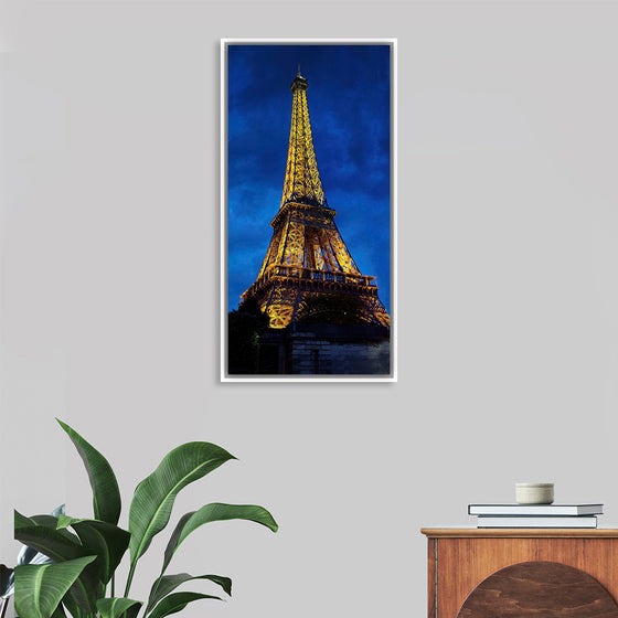 "Eiffel Tower Lit Up at Night"