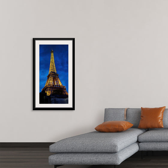 "Eiffel Tower Lit Up at Night"