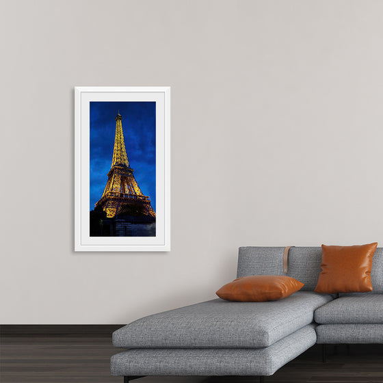 "Eiffel Tower Lit Up at Night"