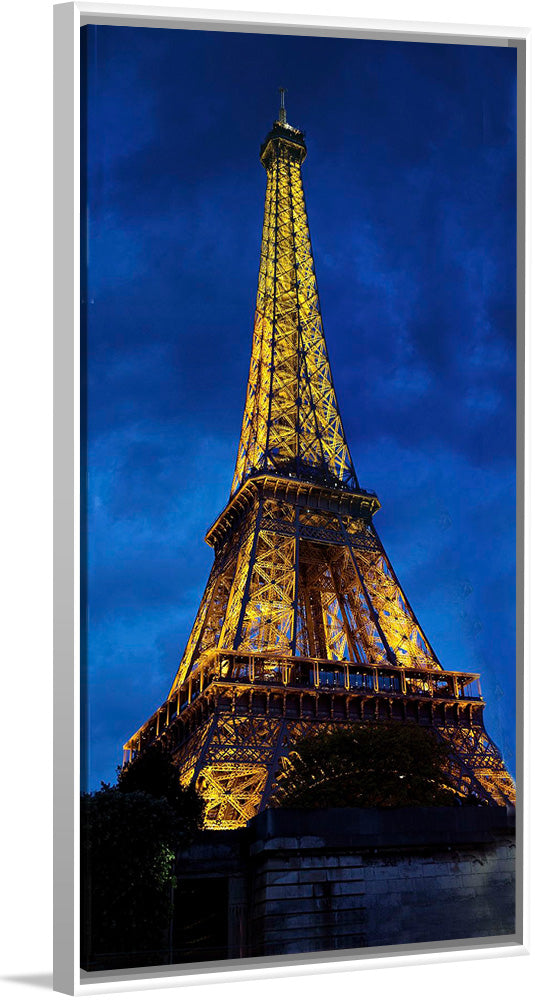 "Eiffel Tower Lit Up at Night"