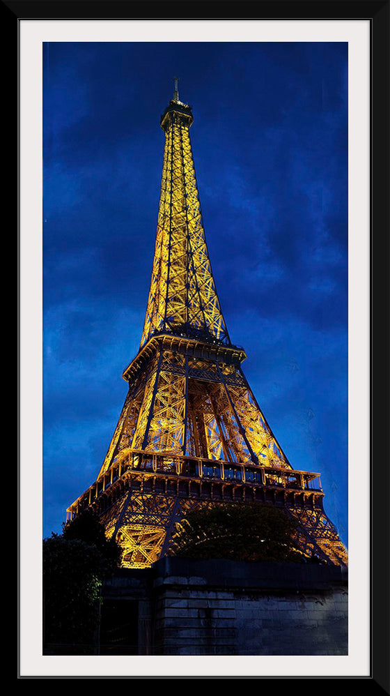 "Eiffel Tower Lit Up at Night"