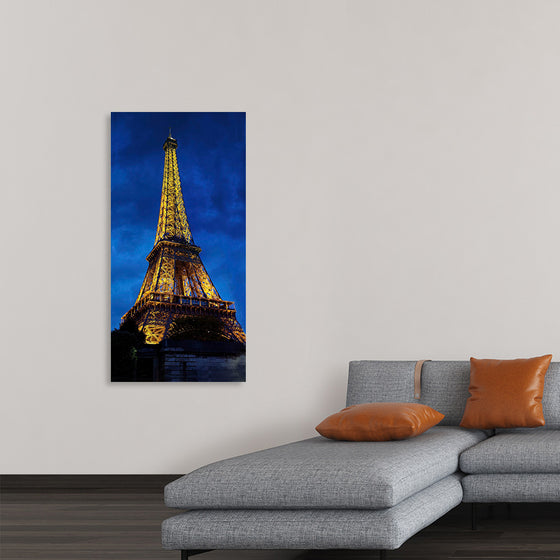 "Eiffel Tower Lit Up at Night"