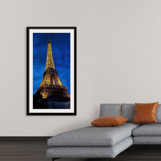 "Eiffel Tower Lit Up at Night"