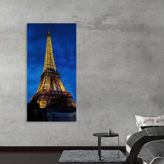 "Eiffel Tower Lit Up at Night"