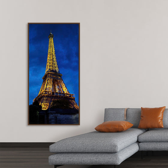 "Eiffel Tower Lit Up at Night"