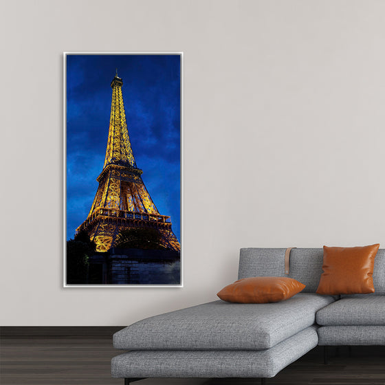 "Eiffel Tower Lit Up at Night"