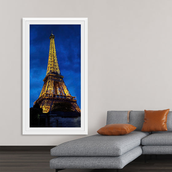 "Eiffel Tower Lit Up at Night"