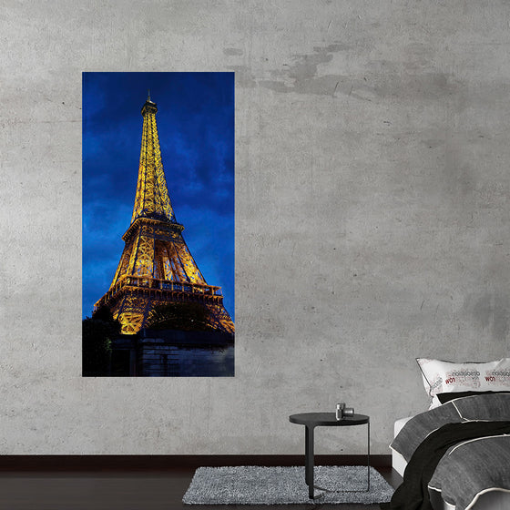 "Eiffel Tower Lit Up at Night"