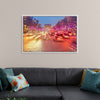 "Night view of Arc de Triomphe with vehicle light trails effect"