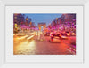 "Night view of Arc de Triomphe with vehicle light trails effect"