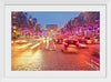 "Night view of Arc de Triomphe with vehicle light trails effect"