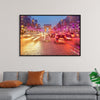 "Night view of Arc de Triomphe with vehicle light trails effect"